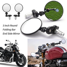 Load image into Gallery viewer, Motorcycle Universal CNC Aluminum Rear View 3" Handle Folding Bar End 7/8" Mirrors For Honda Suzuki Yamaha Kawasaki Chopper
