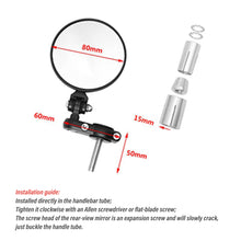Load image into Gallery viewer, Motorcycle Universal CNC Aluminum Rear View 3" Handle Folding Bar End 7/8" Mirrors For Honda Suzuki Yamaha Kawasaki Chopper
