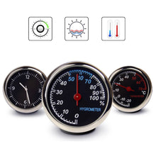 Load image into Gallery viewer, Car Clock Ornament Auto Watch Thermometer Hygrometer Guage Meters Decoration Mini Automobile Display Clock In Car Accessories
