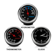 Load image into Gallery viewer, Car Clock Ornament Auto Watch Thermometer Hygrometer Guage Meters Decoration Mini Automobile Display Clock In Car Accessories
