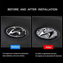 Load image into Gallery viewer, Auto Styling Car Steering Wheel Logo Diamond Decoration Cover Emblem Sticker Decal Refit Badge for Hyundai Honda Toyota Mazda
