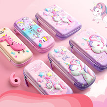Load image into Gallery viewer, 3D Unicorn EVA Cute Pencil Box School Student Stationery Box Children Pencil Storage Box Three Layer Large Capacity Pencil Case
