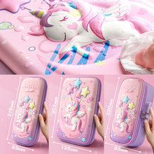 Load image into Gallery viewer, 3D Unicorn EVA Cute Pencil Box School Student Stationery Box Children Pencil Storage Box Three Layer Large Capacity Pencil Case
