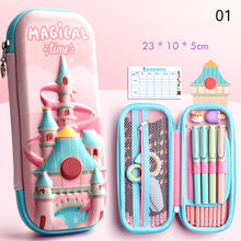 Load image into Gallery viewer, 3D Unicorn EVA Cute Pencil Box School Student Stationery Box Children Pencil Storage Box Three Layer Large Capacity Pencil Case
