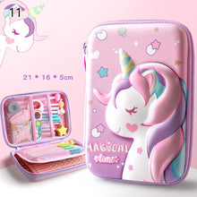 Load image into Gallery viewer, 3D Unicorn EVA Cute Pencil Box School Student Stationery Box Children Pencil Storage Box Three Layer Large Capacity Pencil Case

