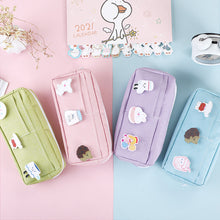 Load image into Gallery viewer, kawaii Large Capacity Pencil Case Canvas Clamshell Pen Bag Candy Organizer Pouch Makeup Bags Stationery Storage Box School Supplies Kids Gift
