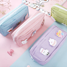 Load image into Gallery viewer, kawaii Large Capacity Pencil Case Canvas Clamshell Pen Bag Candy Organizer Pouch Makeup Bags Stationery Storage Box School Supplies Kids Gift
