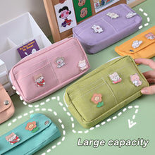 Load image into Gallery viewer, kawaii Large Capacity Pencil Case Canvas Clamshell Pen Bag Candy Organizer Pouch Makeup Bags Stationery Storage Box School Supplies Kids Gift
