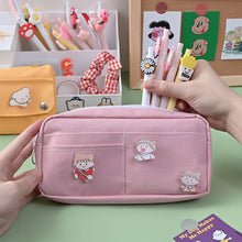 Load image into Gallery viewer, kawaii Large Capacity Pencil Case Canvas Clamshell Pen Bag Candy Organizer Pouch Makeup Bags Stationery Storage Box School Supplies Kids Gift
