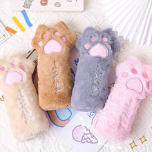 Load image into Gallery viewer, Cut Cat Paw Pencil Bag Soft Plush Cosmetics Pouch Large Capacity Pencil Case Pen Holder School Supplies Stationery Organizer
