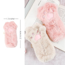 Load image into Gallery viewer, Cut Cat Paw Pencil Bag Soft Plush Cosmetics Pouch Large Capacity Pencil Case Pen Holder School Supplies Stationery Organizer
