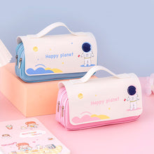 Load image into Gallery viewer, Large Capacity Pencil Case Canvas Pen Bag Classic Double Layer Pen Pocket Multifunctional Stationery Storage Bag Student Travel School Supplies Pouch
