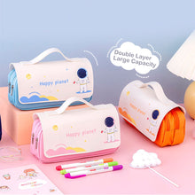 Load image into Gallery viewer, Large Capacity Pencil Case Canvas Pen Bag Classic Double Layer Pen Pocket Multifunctional Stationery Storage Bag Student Travel School Supplies Pouch
