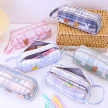 Load image into Gallery viewer, Large Capacity Double Layer Students Sweet JK Plaid Pattern Pencil Case Kawaii Large capacity Pencil Bag School Stationery Supplies
