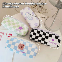 Load image into Gallery viewer, Large Capacity Classic Checkerboard Pencil Case Waterproof Double-layer Stationery Box Storage Bag Travel Cosmetic Bag
