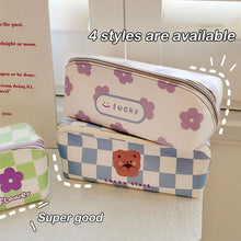 Load image into Gallery viewer, Large Capacity Classic Checkerboard Pencil Case Waterproof Double-layer Stationery Box Storage Bag Travel Cosmetic Bag
