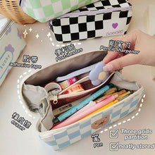 Load image into Gallery viewer, Large Capacity Classic Checkerboard Pencil Case Waterproof Double-layer Stationery Box Storage Bag Travel Cosmetic Bag
