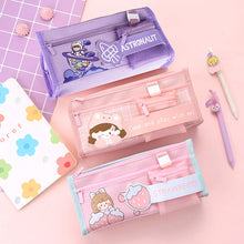 Load image into Gallery viewer, Large Capacity Ins Canvas Pencil Case Korean Cute Japanese Girl Small Fresh Primary School Student Junior Storage Bag

