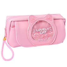 Load image into Gallery viewer, Cute Pencil Case Quicksand Cat Pencil Bag Three Layers Big Pen Case Girls Kawaii Stationery Bag Cartoon Animals Pen Bag Student
