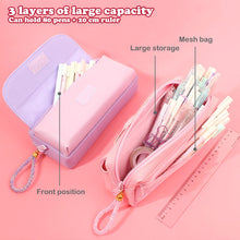 Load image into Gallery viewer, Cute Pencil Case Quicksand Cat Pencil Bag Three Layers Big Pen Case Girls Kawaii Stationery Bag Cartoon Animals Pen Bag Student

