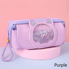 Load image into Gallery viewer, Cute Pencil Case Quicksand Cat Pencil Bag Three Layers Big Pen Case Girls Kawaii Stationery Bag Cartoon Animals Pen Bag Student
