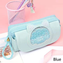 Load image into Gallery viewer, Cute Pencil Case Quicksand Cat Pencil Bag Three Layers Big Pen Case Girls Kawaii Stationery Bag Cartoon Animals Pen Bag Student
