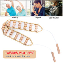 Load image into Gallery viewer, Wood Back Massage Roller Rope Wood Therapy Cellulite Portable Massage Tools Self Massage Tools for Neck Leg Back Pain Relief
