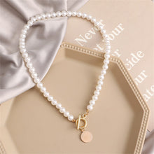 Load image into Gallery viewer, Vintage Pearl Necklace Disc Pendant Necklace Niche Clavicle Chain Simple Necklace Jewelry Accessories
