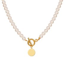 Load image into Gallery viewer, Vintage Pearl Necklace Disc Pendant Necklace Niche Clavicle Chain Simple Necklace Jewelry Accessories
