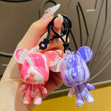 Load image into Gallery viewer, 6.5cm/8cm Fluid Bear Set Handmade DIY Graffiti Bearbrick Keychain Manual Parent-child Toys Fluid Painting Violent Bear
