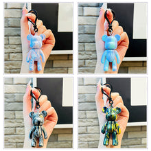 Load image into Gallery viewer, 6.5cm/8cm Fluid Bear Set Handmade DIY Graffiti Bearbrick Keychain Manual Parent-child Toys Fluid Painting Violent Bear
