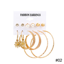 Load image into Gallery viewer, Fashion Simple Geometric Metal Earrings Set Butterfly Pearl Earrings Jewelry Accessories for Women
