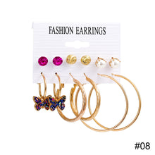 Load image into Gallery viewer, Fashion Simple Geometric Metal Earrings Set Butterfly Pearl Earrings Jewelry Accessories for Women
