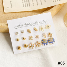 Load image into Gallery viewer, Creative Simple Stud Earrings Set Cute Elephant Pearl Earrings Fashion Temperament Earrings Jewelry Accessories
