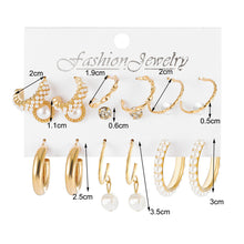 Load image into Gallery viewer, Fashion Creative Pearl Chain Earring Set Heart Moon Pentagram Stud Earrings Jewelry Accessories for Women
