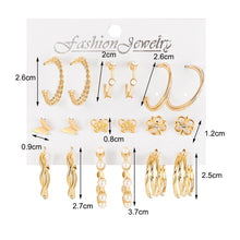 Load image into Gallery viewer, Fashion Creative Pearl Chain Earring Set Heart Moon Pentagram Stud Earrings Jewelry Accessories for Women

