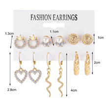 Load image into Gallery viewer, Fashion Creative Pearl Chain Earring Set Heart Moon Pentagram Stud Earrings Jewelry Accessories for Women
