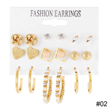 Load image into Gallery viewer, Fashion Creative Pearl Chain Earring Set Heart Moon Pentagram Stud Earrings Jewelry Accessories for Women
