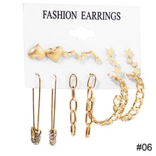 Load image into Gallery viewer, Fashion Creative Pearl Chain Earring Set Heart Moon Pentagram Stud Earrings Jewelry Accessories for Women
