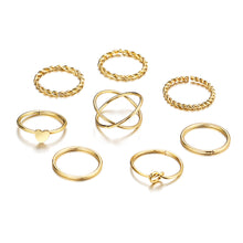 Load image into Gallery viewer, Simple Alloy Ring Set Creative Vintage Multilayer Cross Open Ring Jewelry Accessories Gift for Women
