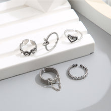 Load image into Gallery viewer, Creative Simple Retro Open Heart Ring Set Hollow Niche Design Ring Women Jewelry Accessories Gift
