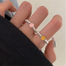 Load image into Gallery viewer, Colorful Beaded Smiley Beaded Rings Niche Design Rings Colorful Rings Elastic Rope Ring Women Jewelry Accessories
