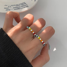 Load image into Gallery viewer, Colorful Beaded Smiley Beaded Rings Niche Design Rings Colorful Rings Elastic Rope Ring Women Jewelry Accessories
