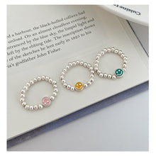 Load image into Gallery viewer, Colorful Beaded Smiley Beaded Rings Niche Design Rings Colorful Rings Elastic Rope Ring Women Jewelry Accessories
