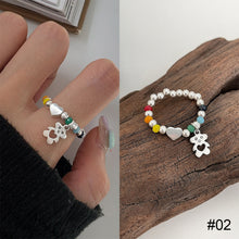 Load image into Gallery viewer, Colorful Beaded Smiley Beaded Rings Niche Design Rings Colorful Rings Elastic Rope Ring Women Jewelry Accessories
