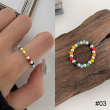 Load image into Gallery viewer, Colorful Beaded Smiley Beaded Rings Niche Design Rings Colorful Rings Elastic Rope Ring Women Jewelry Accessories
