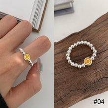 Load image into Gallery viewer, Colorful Beaded Smiley Beaded Rings Niche Design Rings Colorful Rings Elastic Rope Ring Women Jewelry Accessories
