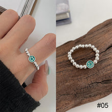 Load image into Gallery viewer, Colorful Beaded Smiley Beaded Rings Niche Design Rings Colorful Rings Elastic Rope Ring Women Jewelry Accessories
