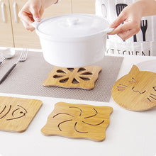 Load image into Gallery viewer, Wooden Coaster Cute Kitchen Fibre Wood Board Anti-heat Hot Pot Table Place Mat Coaster Anti Slip Pad
