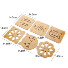 Load image into Gallery viewer, Wooden Coaster Cute Kitchen Fibre Wood Board Anti-heat Hot Pot Table Place Mat Coaster Anti Slip Pad
